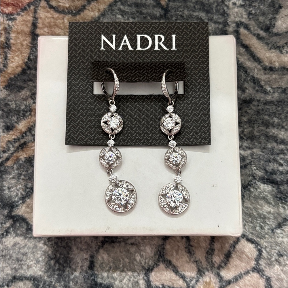 Nadri Silver and Crystal Dangle Earrings